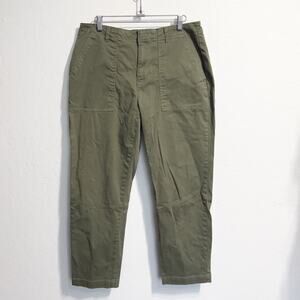 Outerknown Women's Sz 10 Olive Green Chino Cotton Pants Ankle Casual